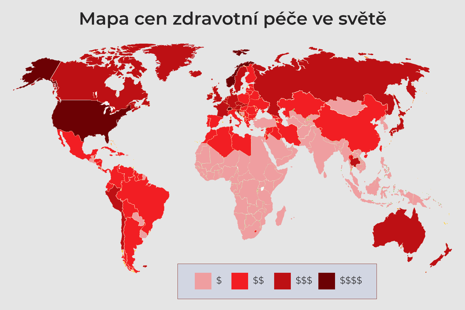 mapa cen zdravotní péče